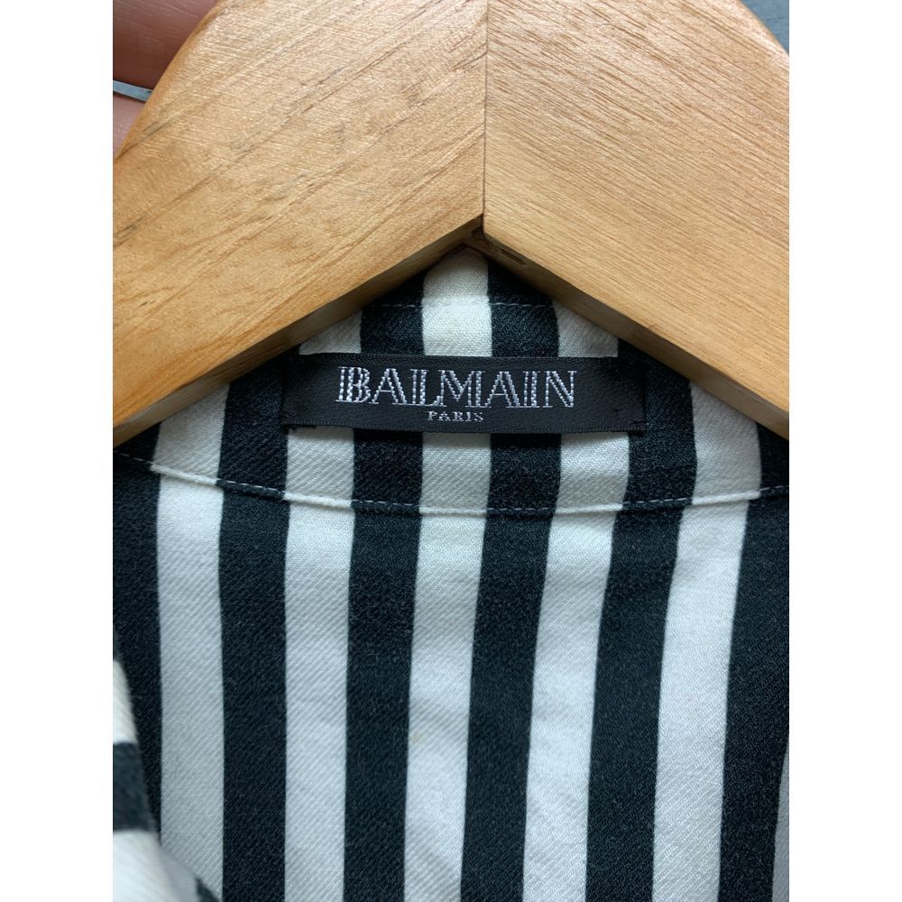BALMAIN  Women's Striped Button-Up Shirt Size 42‎ Medium 8 10 Black White Gold - Picture 6 of 10